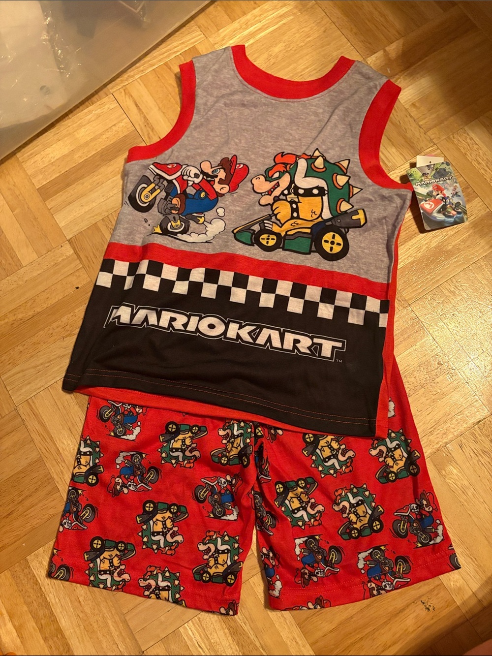 Mario Kart Kids Red & Black Tank and Shorts Pajama Set